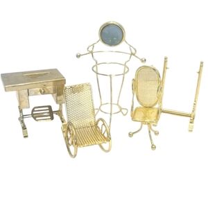 Vintage Brass Doll House Mini Furniture